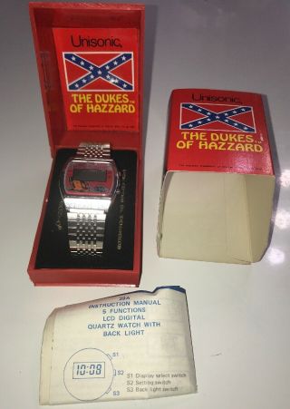 Vintage 1981 Unisonic " The Dukes Of Hazzard " Lcd Quartz Watch N Box No Work