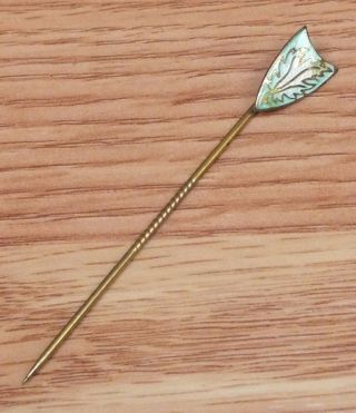 Vintage 2 1/2 " Inch Sterling Oak Leaf Green & White Collectible Stick Pin Read