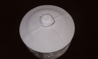 Vintage Jeannette Shell Pink Milk Glass Rose Dresser Powder Box Candy Dish Jar 4