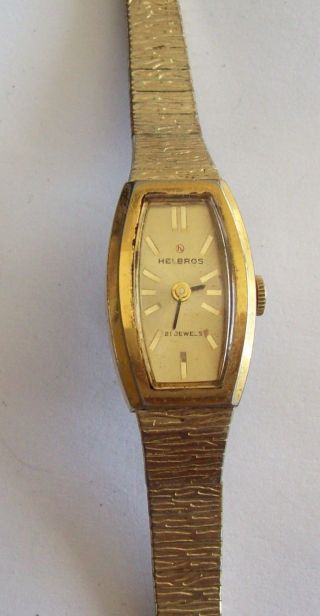 Vintage Ladies 21 Jewels Helbros Goldtone Watch - Running