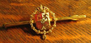 Spain Coat Of Arms Tie Clip - Vintage Spanish Country Crest Lion Crown Tie Bar