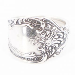 Vtg Sterling Silver - Filigree Ornate Spoon Handle Ring Size 11.  5 - 7.  5g
