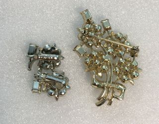 Vintage Lisner Flower Brooch Pin and Earrings Blue AB Aurora Borealis Rhinestone 7