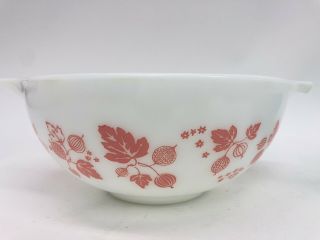 Vintage White & Pink Gooseberry Cinderella Pyrex 443 Mixing Bowl 2.  5 Qt