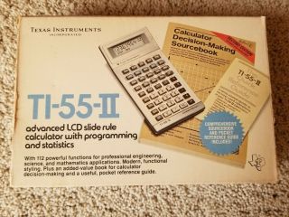 Vtg Texas Instruments Calculator Ti 55 Ii Slide Rule Programming Statistics 1981