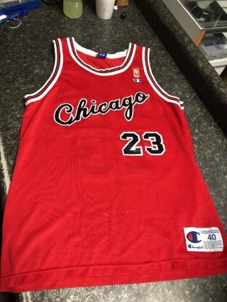 Michael Jordan Chicago Bulls Vintage Champion Jersey 50th Gold Logo 40 Logo