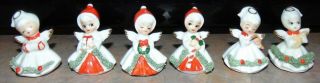 6 Vtg Miniature Napco Christmas Spaghetti Figurines Wreath Present Candy Cane,