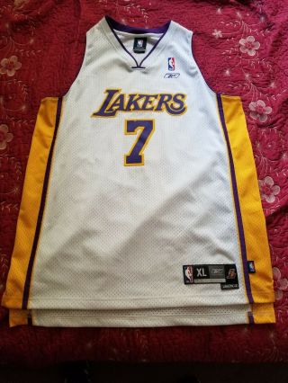 Lamar Odom Los Angeles Lakers Authentic Nba Jersey White,  Gold Vtg 7