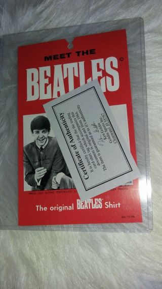 1964 The Beatles Trading Card Shirt Tag With Vintage 1960 