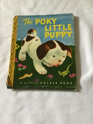 Little Golden Book Vintage The Poky Little Puppy Lowrey 1945 With Book Cover