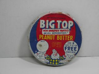 Antique Vintage Big Top Peanut Butter Glass Metal Lid