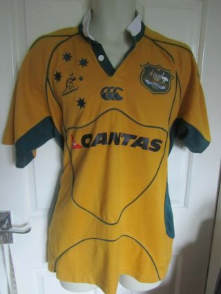 Vintage Australia Rugby Union Cotton Shirt Jersey Canterbury Qantas M Vgc