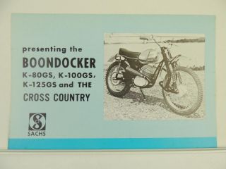 Vintage 1969 Sachs Dealer Brochure Boondocker K - 80gs K - 100gs Cross Country L2260