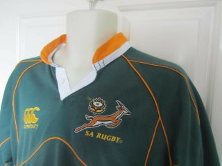 VINTAGE SOUTH AFRICA RUGBY UNION COTTON SHIRT JERSEY CANTERBURY SASOL L VGC 2