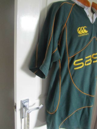VINTAGE SOUTH AFRICA RUGBY UNION COTTON SHIRT JERSEY CANTERBURY SASOL L VGC 4