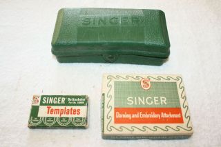 Vintage 1959 Singer Buttonholer 160506 Complete W/4 Templatesgreen Plastic Case