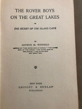 THE ROVER BOYS ON The Great Lakes Or Secret Of The Island Cave,  ARTHUR WINFIELD 4