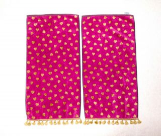 VTG Besana Hand Towels Pink Gold Heart Tassels Italy Bathroom Decor EUC 2