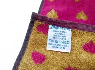 VTG Besana Hand Towels Pink Gold Heart Tassels Italy Bathroom Decor EUC 5