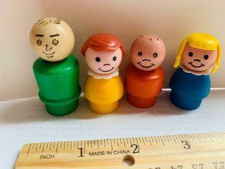 Vintage Fisher Price Little People Play Family Fun 4 Wood /plastic
