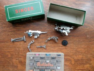 Singer 301 Sewing Machine Attachments And 18 Bobbins Vintage Bobbin Box