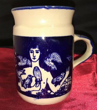 Vintage Taylor & Ng Barrel Style Coffee Mug Lipped Cup 1976 Man Animals Lion