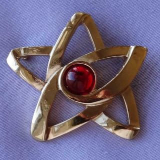 Vintage Red Glass Cabochon Paloma Picasso Perfume Brooch