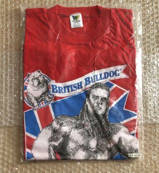 Vintage Wwf Youth T Shirt - British Bulldog In Bag - Wwe Wrestling Age 11/12