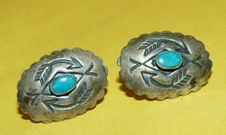 Vintage Native Navajo Fred Harvey Era Sterling Silver Stamped Design Earrings