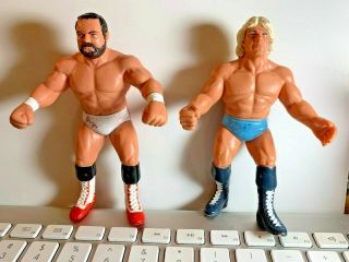 Vintage 1990 Wcw Galoob Ric Flair & Arn Anderson Wrestling Figures World Ship