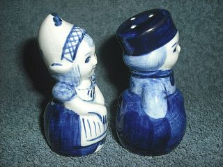 VINTAGE DELFT BLUE HOLLAND DUTCH BOY AND GIRL SALT AND PEPPER SHAKERS - 2