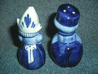 VINTAGE DELFT BLUE HOLLAND DUTCH BOY AND GIRL SALT AND PEPPER SHAKERS - 3