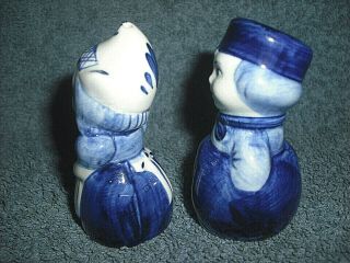 VINTAGE DELFT BLUE HOLLAND DUTCH BOY AND GIRL SALT AND PEPPER SHAKERS - 4