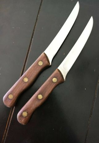 Vintage Classic Set Of 2 CHICAGO CUTLERY 103S Steak Knives Wood Handles 4