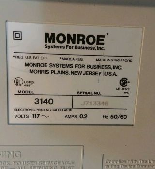 Monroe - 3140 - VTG Business Commercial Adding Machine Calculator - 5