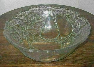 Fabulous Vtg Indiana Glass Avocado Clear 9 " Serving Bowl -