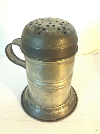 Vintage Primitive Tin Spice Sugar Cheese Shaker 3