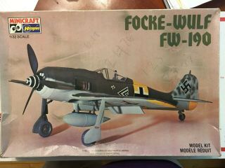 Vintage Hasegawa Minicraft 1/32 Focke - Wulf Fw - 190 Model Kit,  1060