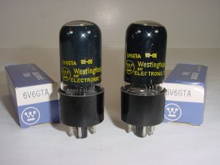 2 Vintage Nos Westinghouse 6v6gta 6v6 Black Glass Matched Amplifier Tube Pair