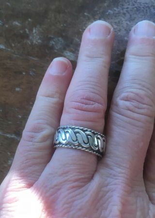 Vintage,  Handmade,  Heavy,  Solid Sterling Silver Ring Band.
