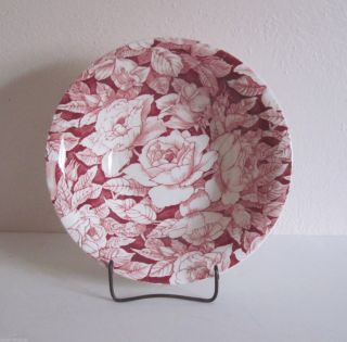 Vintage Myott & Son Bermuda Pattern Round Serving Bowl Red Pink Roses - England