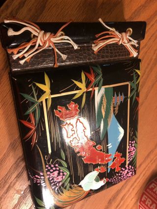 Vintage Japanese Music Box Photo Album Wooden Hand Painted Oriental Home Decor