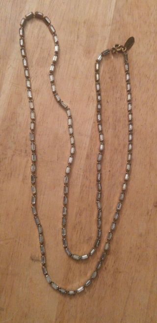 Vintage Miriam Haskell Clear Baguette Rhinestone Strand Necklace Dainty 30 " Long