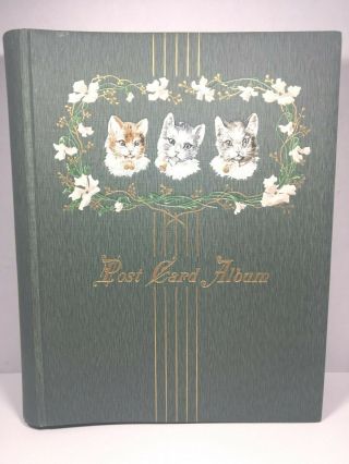 Vintag " Post Card Album " Embossed Cats On Front 12 X 10 X 2 "