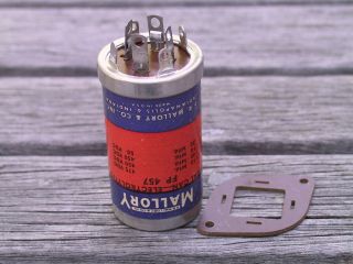 One NOS MALLORY FP 457 10/40/10/20UF 475/450/450//50VDC Audio Can Capacitor 2