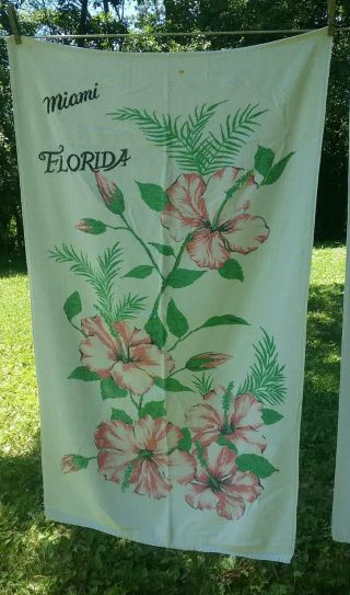 (4) Vintage Florida Souvenir Beach Towels State Map,  (2) Miami,  St.  Petesburg 4