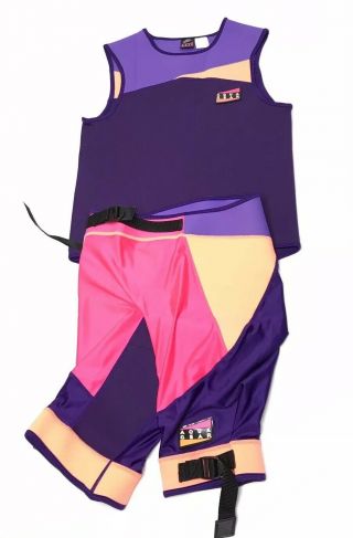 Vintage 90’s Nike Aqua Gear Neoprene Top/shorts Black Pink Purple (p5) Sz Large