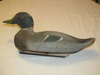 Vintage Handmade Wooden Duck Decoy With Weighted Bottom 16 "