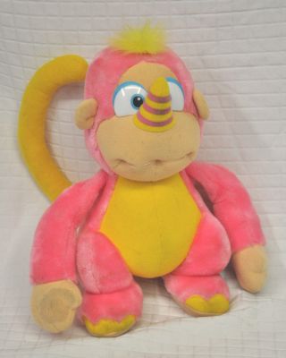 Vtg Rhinokey Wuzzle Softies Hasbro Pink Monkey Plush Stuffed Animal Korea Disney