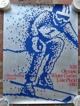 Vintage 1980 Winter Olympics Downhill Skiing Poster - Lake Placid Ny,  Alpine